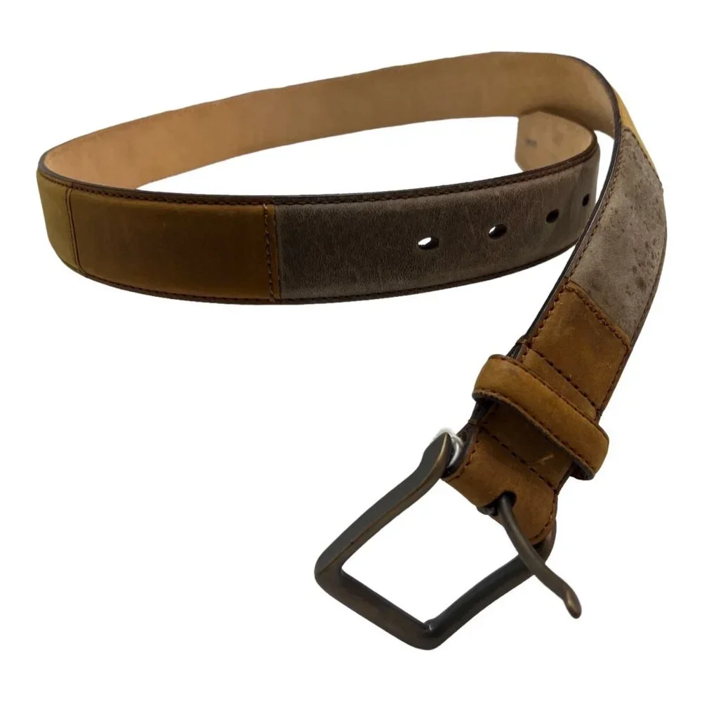 Brighton Belt Womens 34 Brown Patchwork‎ Leather Boho Hippie Western Festival
